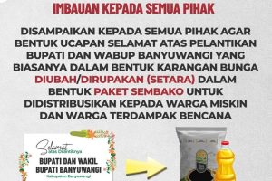 Ipuk Imbau Karangan Bunga Pelantikan Bupati ke Bantuan Sembako